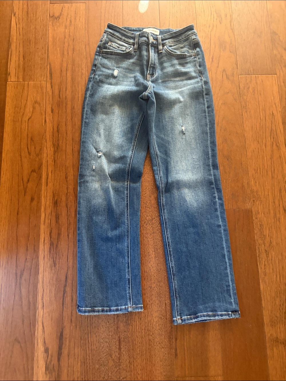 Flying Monkey Straight Leg Jeans in Faded Blue Wash